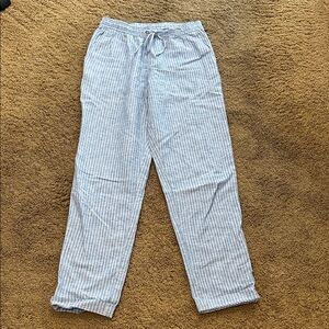 H&M Light Blue Striped linen blend pants